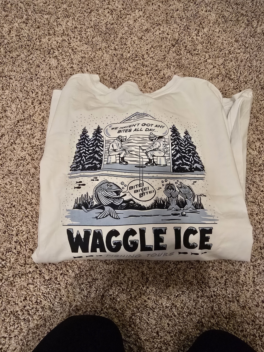 Mens Waggle White Graphic Long-Sleeve Tee